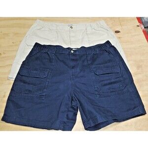 2 Croft & Barrow Cargo hiking shorts Mens 42x6 khaki blue comfort waist outdoor